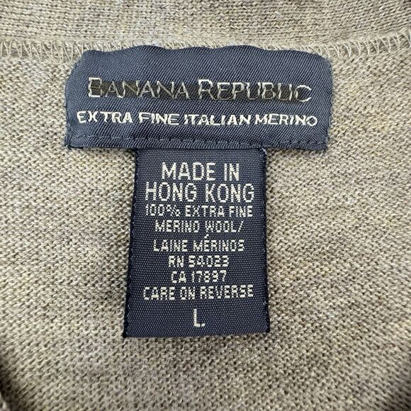 Banana Republic Merino Wool Sweater Vest Men’s L Tan Brown Italian Extra Fine - Picture 3 of 6